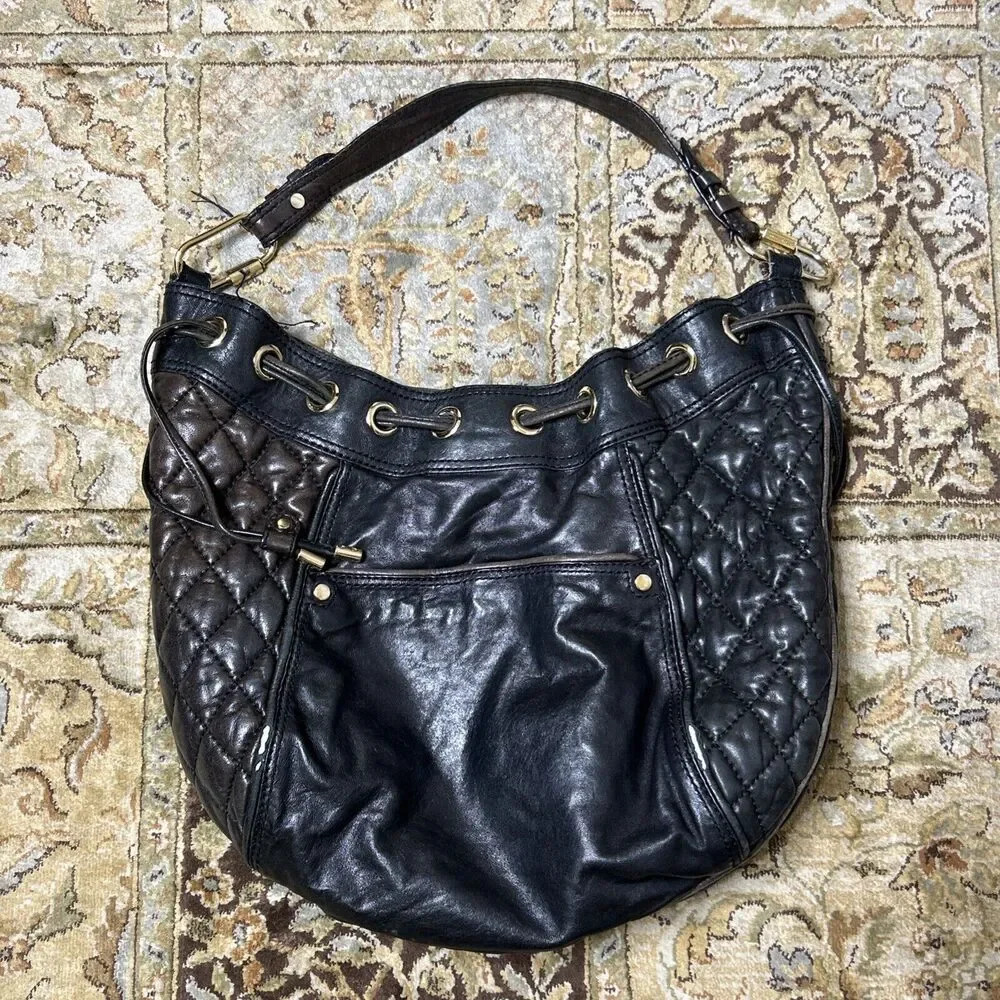Y2K Juicy Couture Vintage Genuine Leather Shoulder Bag Shoulder Quilted - Picture 1 of 16